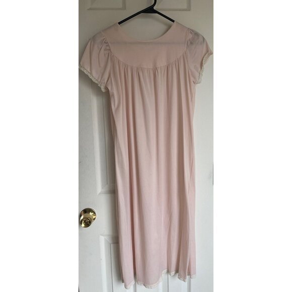 Vtg 1960's 2 Piece Ensemble Negligees Lingerie Pink & White Lace Nightgown Robe - Picture 4 of 10